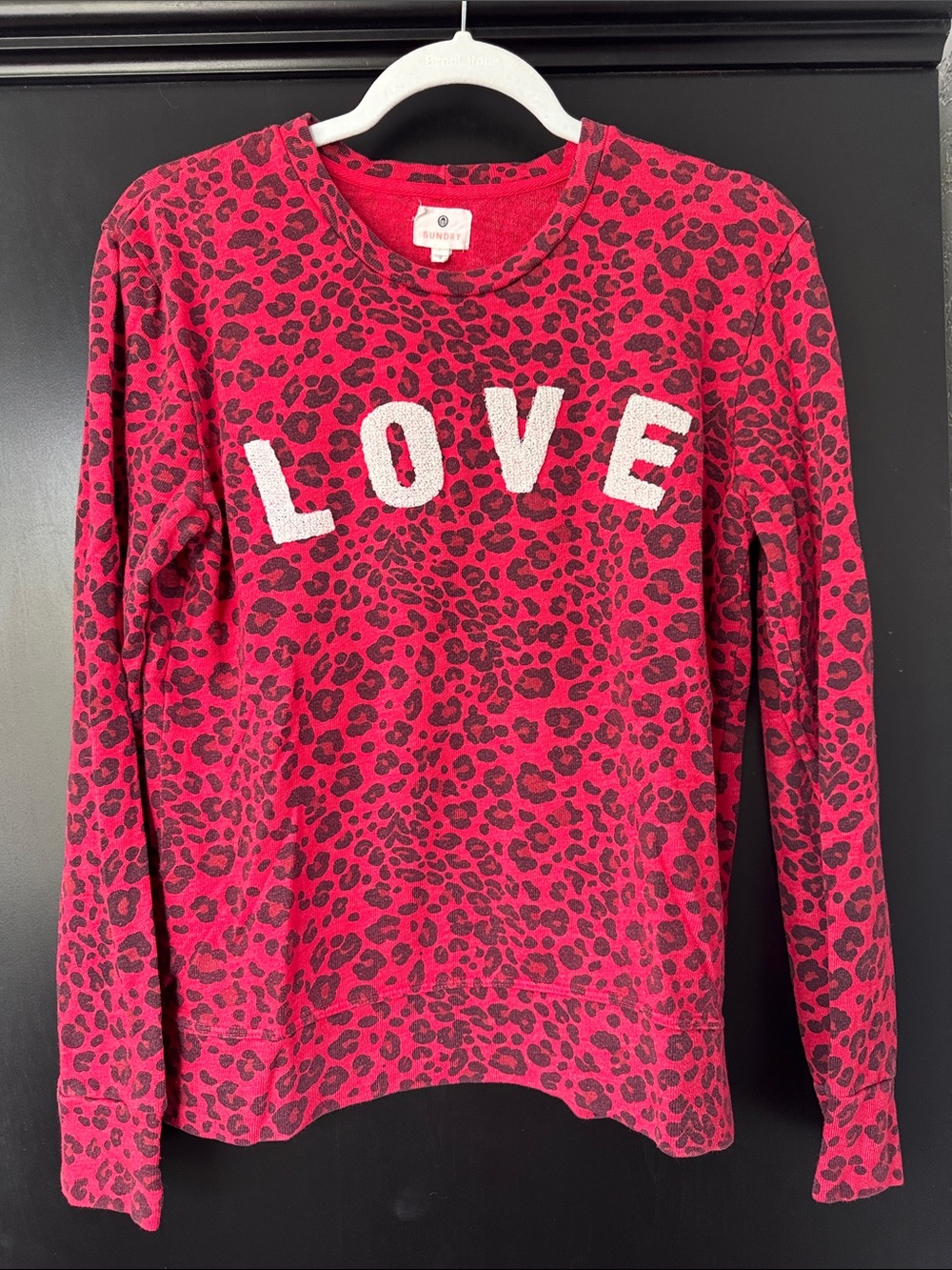 Sundry Hot Pink Leopard 'LOVE' Sweatshirt